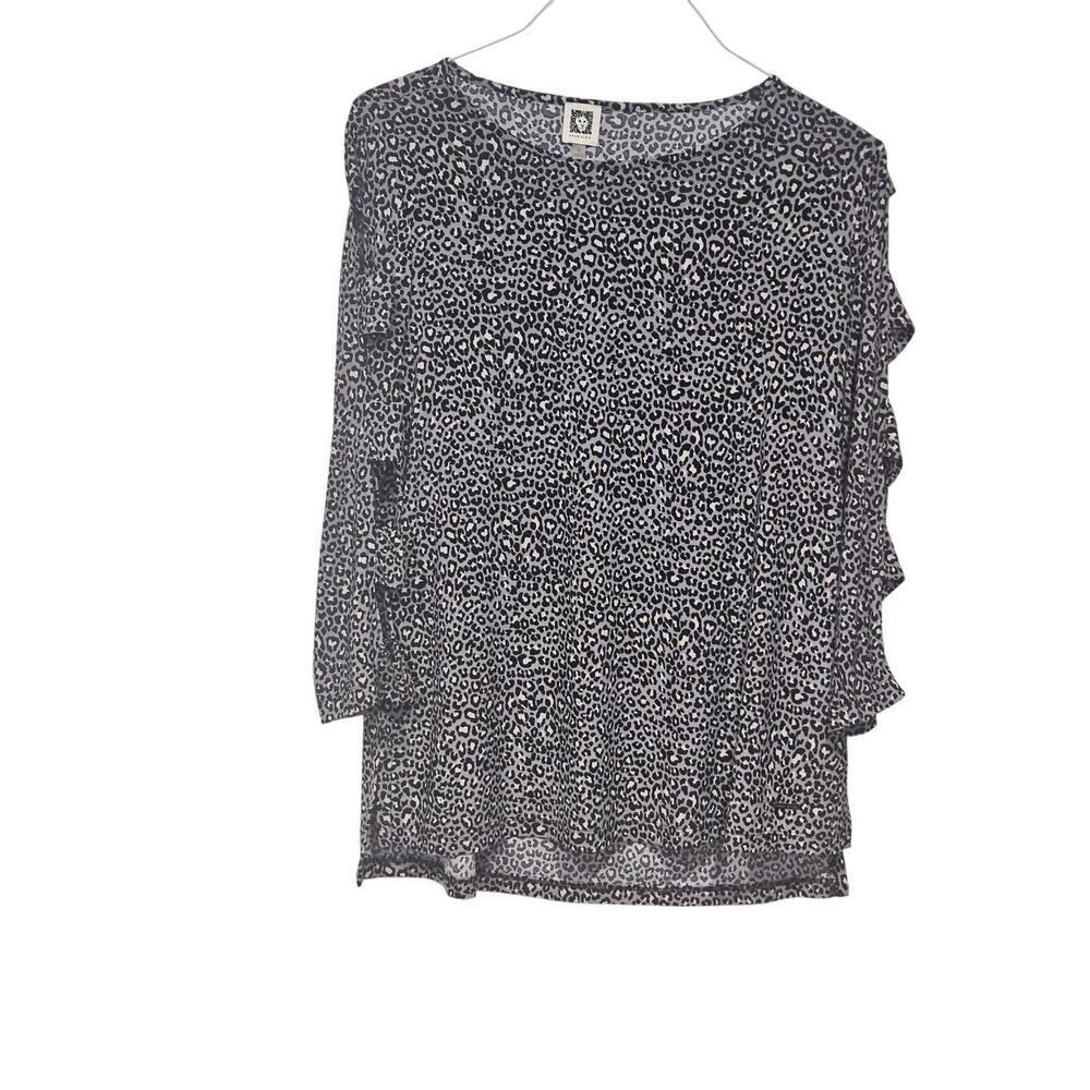 Anne Klein Animal Print Blouse Size L